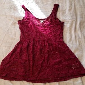 Magenta babydoll lace tank